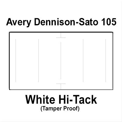 200,000 Sato 1810 Compatible White Hi-Tack Labels for Avery Dennison Sato PB-1, 105, 106 & 107 Price Guns. Full Case. with Security Cuts.