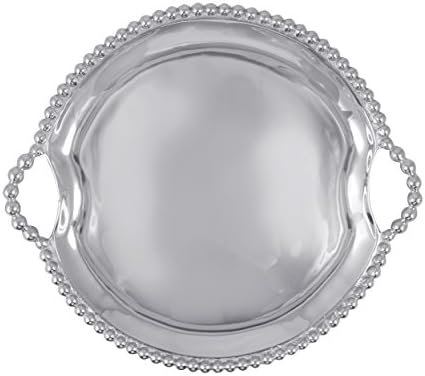 Mariposa Pearled Round Handle Tray | Silver | Brillante | Tableware | Trays | Recycled SANDCAST Aluminum | Handmade in Mexico