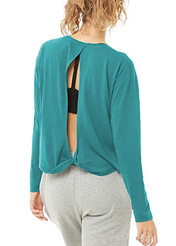 image for Bestisun Womens Workout Clothes Yoga Long Sleeve Basic Solid Muscle Sh