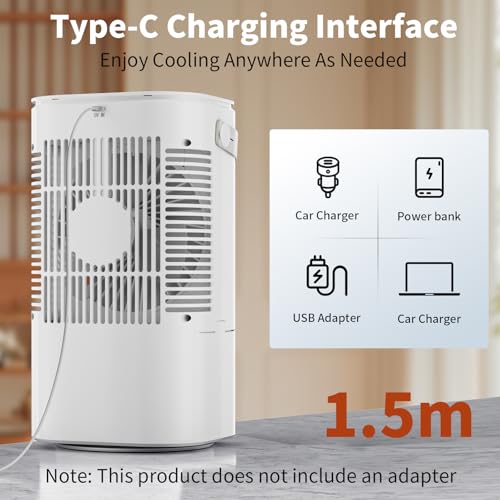 Portable Air Conditioner,1000ML Air Conditioning with Quiet Cool Mist, 7-Color Night Light, 120° Oscillation & Timer, for Bedroom, Car, Office