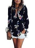 ZXZY Women Bohemian Floral Print Shirts and Blouses BLACK CHIFFON BLOUSE