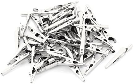 50 Pcs Electric Test Crocodile Alligator Clips Clamps Silver Tone