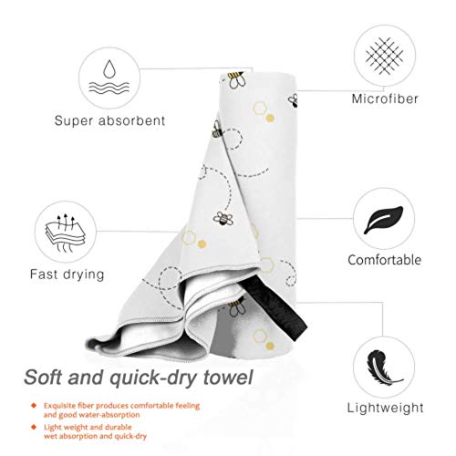 JOCHUAN-Cartoon-Doodle-Cute-Bees-2-Pack-Microfiber-Beach-Towel-For-Boys-Bath-Towels-Set-Fast-Drying-Best-For-Gym-Travel-Backpacking-Yoga-Fitnes