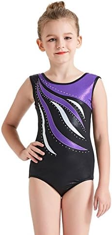 Yooan Shiny One Piece Gymnastics Leotards for Girls Ballet Dancewear Athletic Bodysuit Costume