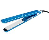 Professional 450°F Nano Titanium Tourmaline Ionic Curling Flat Iron Hair Straightener Straightens holder30 second heat up Hairstyling Iron with Adjustable Temp Instant Heat Up LED Display Blue