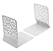 EasyPAG Book Ends Universal Premium Decorative Bookends for Shelves Non-Skid Bookend Metal Book End Book Stopper for Books/Movies/CDs/Video Games, White