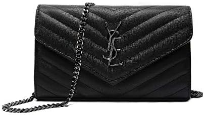 Simple Small Crossbody Bag Quilted Shoulder Purse With"Y" Black Chain Strap