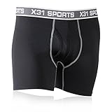 Mens Tagless Anti-Chaffing Underwear Moisture Wicking Boxer Briefs for Running, Workout by X31 Sports (Black, Large)