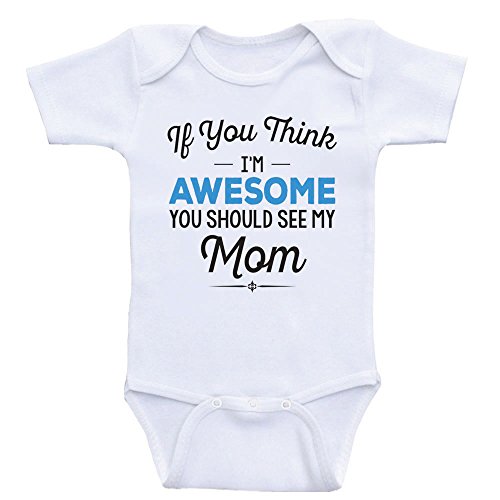Heart Co Designs Mom Baby Clothes Should See My Mom Cute Baby Onesies by (6mo-Short Sleeve, Blue Text)