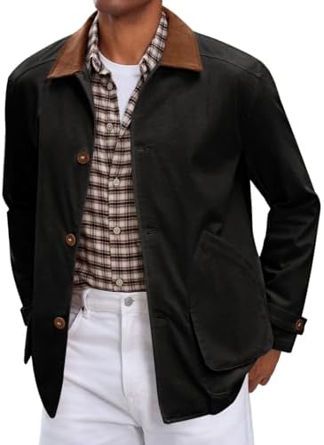 Orvis Men's Corduroy Collar Cotton Barn Jacket (Medium, Sage) at