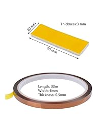 YOTINO 10 piezas 0.118 in de grosor bloque de calefacción de algodón 0,24 pulgadas x 108 pies cinta adhesiva de poliimida Kapton para Makerbot 3D impresora boquilla Hotend