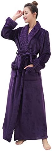 Women's Robe, Super Plush Fleece Spa Bathrobe Chevron Texture Plush Soft Warm L/XL-Purple