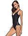 Daly Kate Women One Piece Swimsuit V Neck Bathing Suits Monokini Swimwear for Women-Black