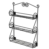 Spectrum Wall-Mountable Black Scroll Spice Rack, 38.4 x 30.8 x 7 cm