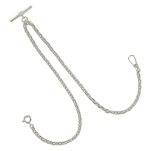 Ky & Co Silver Tone Double Albert Pocket Watch Cable Chain Classic Made in USA