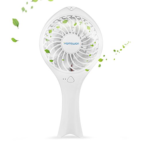 HAMSWAN AG20 Mini USB Desk Handheld Fan Rechargeable Fish Tail Portable Fan (White)