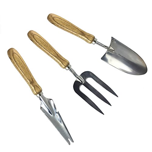 EVNSIX 3 Piece Gardening Tools Set Stainless Steel Heavy Duty Trowel Fork Multi-Tool Garden Gifts - Thumbnail 5