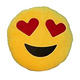 Emoji Comfort Emoji Smiley Round Yellow Emoticon Cushion Stuffed Plush Toy Various Designs (Heart Eyes)