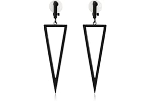 MUYAN Metal Geometric Clip On Drop Earrings for Women Gold Black Silver Non Piercing Dangle Earrings Rectangle Triangle Bar Circle Waterdrop Ellipse Clip Earrings