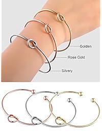 Hestya - 12 pulseras con nudo de corazón con puños simples y elásticos para dama de honor, mujer, niña, 3 colores