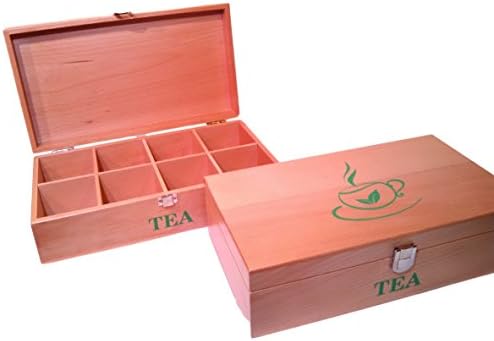 Natural Hardwood Tea Storage Chest with 8 Compartments