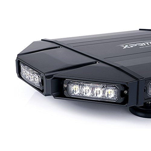 Xprite Black Hawk Mini 18" Professional Blue LED Stealth Low Profile Law Enforcement and Security Magnetic Roof Top Strobe Light Bar