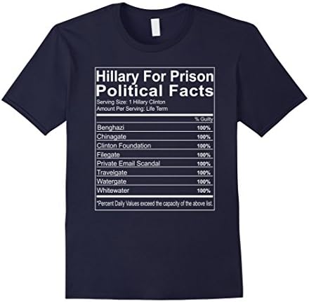 Mens Hillary For Prison Political Facts T-Shirt 2XL Navy