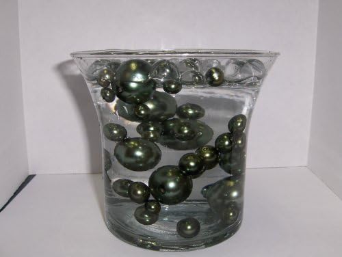 Easy Elegance by JellyBeadZ - 68Pc. 4 Sizes ALL GREEN Pearl Beads ....The Transparent Water Gels That Float the Pearl Beads is Included