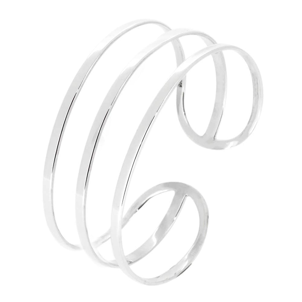 Treasure Bay Classic Women's Silver Bracelet - Statement Chunky Cuff Bangle For Ladies and Girls - 925 Sterling Silver - Adjustable size