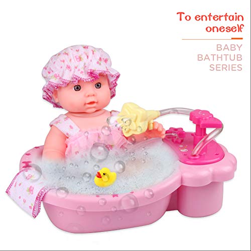 YOUNG CHOI'S Baby Soft Doll Bathtub Set Featuring Educational Doll with Bathtime Accessories, Wash Out Soap Bubbles Quality Doll Bath Toy Set for Kids to Have Fun Time - Thumbnail 2