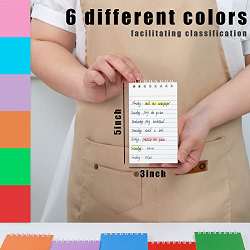 Koogel Top Bound Pocket Notebooks, Small Spiral Memo Pads Lined 3x5 Ruled Pocket Notebook Durable Cover Notebooks 50 Sheets/6 Pads for Office School Memo Tactical Steno Pads