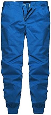 DoufineMen Doufine Men Casual Active Long Pants Solid Color Flexible Fit Straight Jean Blue L