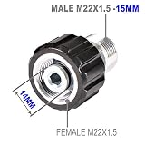 YAMATIC Sun Joe Pressure Washer Hose Adapter, M22-15mm Male Thread to M22-14mm Female Coupler, Connect 14mm Power Washer with 15mm Pressure Washer Hose,4000 PSI