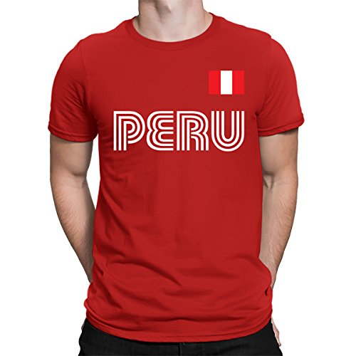 SpiritForged Apparel Peru Soccer Jersey Men's T-Shirt, Red Large