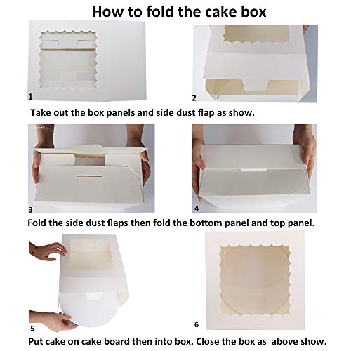 10" x 10" x 5" Cake Boxes with Window & 10" Round Cake Boards(10 Pack of Each), Paperboard Cake Baker Box for Bakery, Cakes, Pastries by ZMYBCPACK