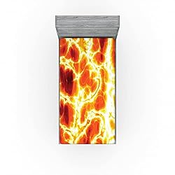 Ambesonne Burnt Orange Fitted Sheet, Hot Lava