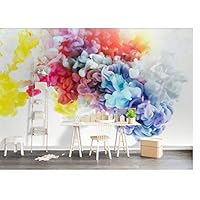 Scmkd 3D Cloud Colorful Hand Painting Wallpaper Mural Art Wall Murals Decal for Bedroom HD Printed Wall Paper Custom-350CMX250CM