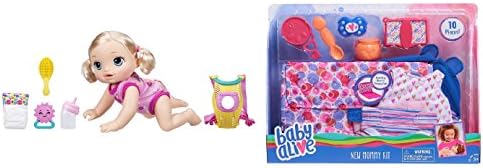 Baby Alive Baby Go Bye Bye (Blonde) &amp; Baby Alive New Mommy Kit Bundle