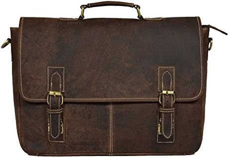 ADIMANI Vintage Crazy Horse Hunter Leather Laptop Briefcase Bag Notebook Travel Messenger Bag 16 inches
