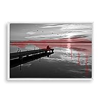 Framed Canvas Wall Art Black and White Scenery Canvas Prints Home Artwork Decoration for Living Room,Bedroom - 16x24 inches