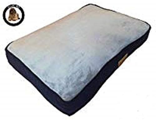 Ellie-Bo Medium Dog Bed for 30-inch Dog Cage/Crate, Blue Corduroy/Grey FauxFur, Blue Corduroy/Grey Faux Fur Top