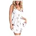XWDA Women Floral Print Dress Spaghetti Strap V Neck Mini Beach Dress