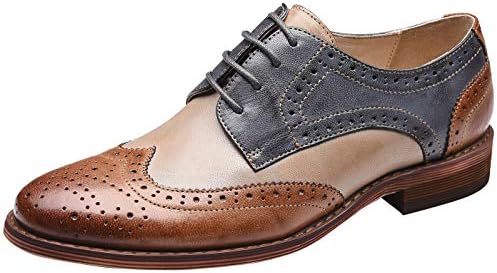 U-lite Women's Perforated Lace-up Wingtip Multicolor Leather Flat