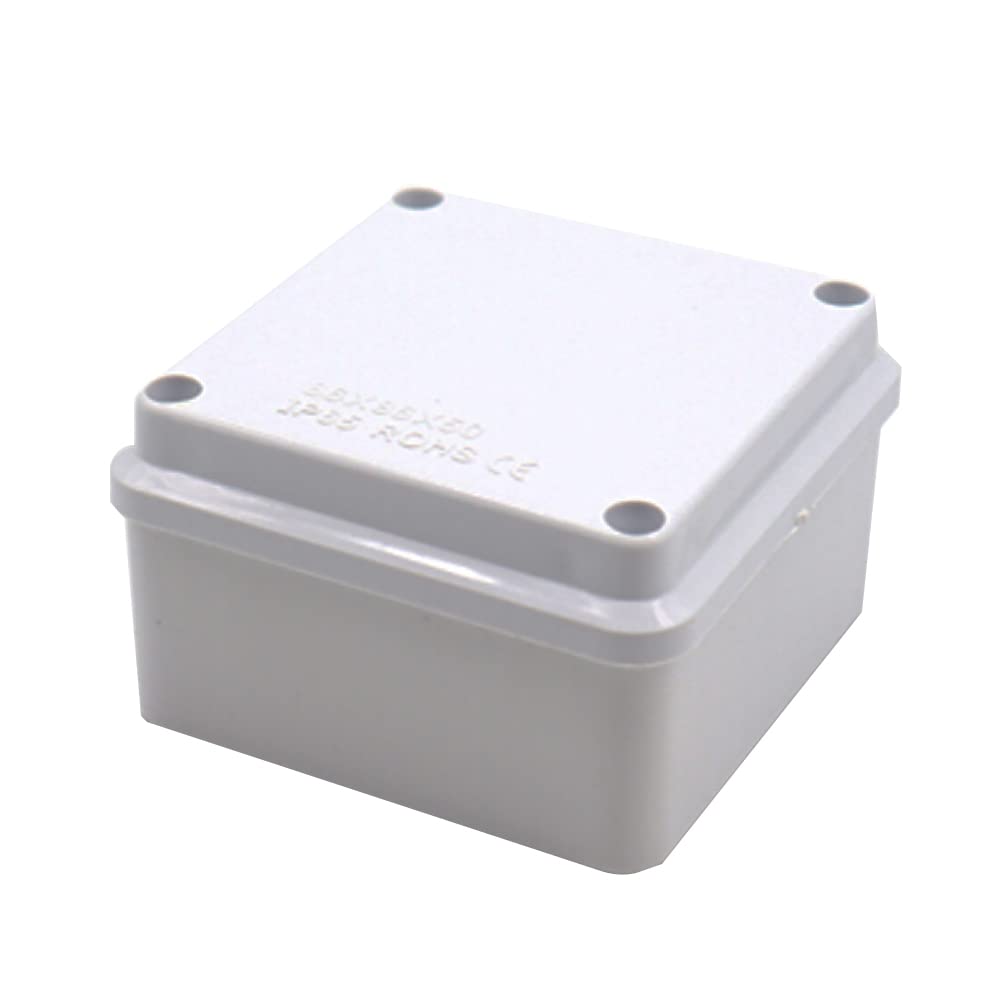 Electrical Junction Box, IP55 Weatherproof Electrical Enclosure Project Instrument Case, Reserved Hole Project Box (1Pcs - 85 x 85 x 50mm)