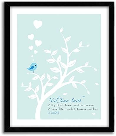Personalized Baby Boy Nursery Art, "A tiny bit of heaven sent from above..." - FRAME NOT INCLUDED**