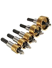 Juego de 5 brocas para taladro de taladro HSS para laminado de madera de metal y acero inoxidable de aluminio de 0.630 in 0.728 in 20