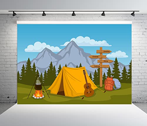 BELECO Cartoon Camping Backdrop