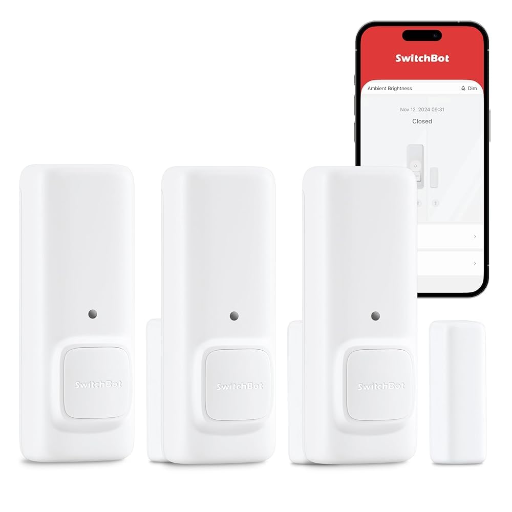 SwitchBot Door Alarm Contact Sensor 3Pack- Smart Home Security Wireless Window Alarm and Door Sensor, Add SwitchBot Hub Mini to be Compatible with Alexa