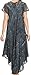Sakkas 16800 - Sayli Long Tie Dye Cap Sleeve Embroidered Wide Neck Caftan Dress/Cover up - Ink Blue - OS