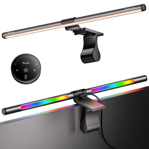 Quntis 51 cm Monitor Lamps with RGB Backlight and Remote Control, 88 + 56 LEDs Monitor Light, Light Bar for PC, Gaming Accessories, Birthday Gift for Men